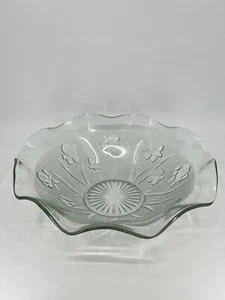 1930 Jeanette Glass Iris and Herringbone Large Serving Bowl Salad Bowl 11"W VTG - Picture 1 of 24