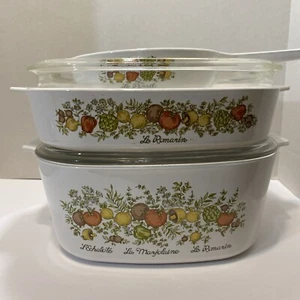 3 VTG Corning Ware Spice Of Life 3 And 5 Quart w/lids and 6 1/2 inch skillet - Picture 1 of 22