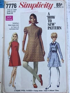 Vtg Simplicity 7706 11 M L Dress Jumper Tunic Pants Pattern Retro MOD 70s Sewing - Picture 1 of 7