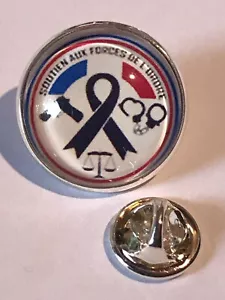 LARGE PIN'S 2cm ASPECT silver metal support to the forces of order police France - Picture 1 of 2