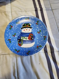 8" Lindsey Jordan Designs Snowman plate - Picture 1 of 3