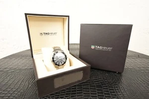 TAG HEUER Aquaracer WAY101A Black Dial Quartz Men's Diver Watch 300M 1000FT - Picture 1 of 10
