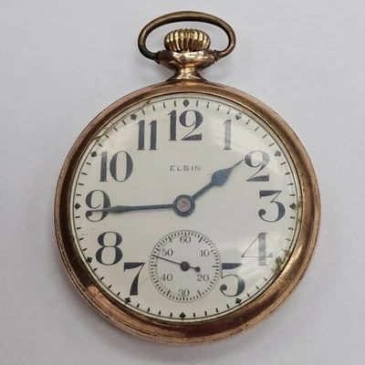 Elgin 291 16s 7j Open Face PW Dueber 10k Gold Fill Case RUNS [115WEB] - Image 1 of 4