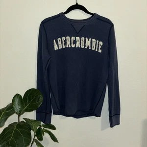 Vintage Abercrombie & Fitch Shirt Mens S 90s Y2K Thermal Skate Surf Spellout - Picture 1 of 3