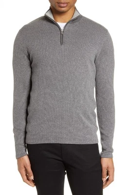 Suéter Zachary Prell Para Hombres Newton Algodón y Cachemira Media Cremallera Pequeño Gris Nuevo con Etiquetas $168 Foto 1 de 3