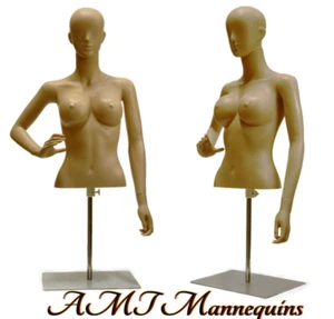 Sexy (busty) female mannequin, torso, dress form with 2arms (1bent)+stand -FS-3 - Picture 1 of 4