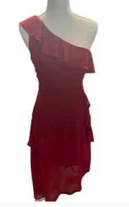 NWT PrettyLittleThing Scarlet Chiffon One Shoulder Midi Dress Size 8 - Picture 1 of 8