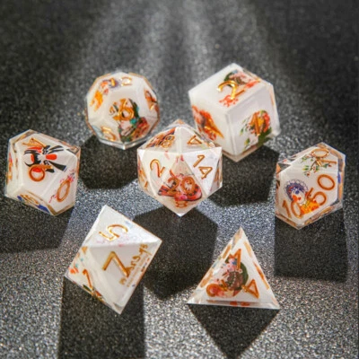 Resin Polyhedral 7-Die Dice Set for Table Games RPG Dice Gaming D&D Resin Dice  - Image 1 of 2