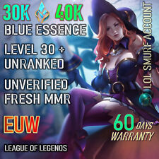 EUW | League of Legends | Smurf Unranked 30K - 40K BE Level 30 | 20-25 Champions