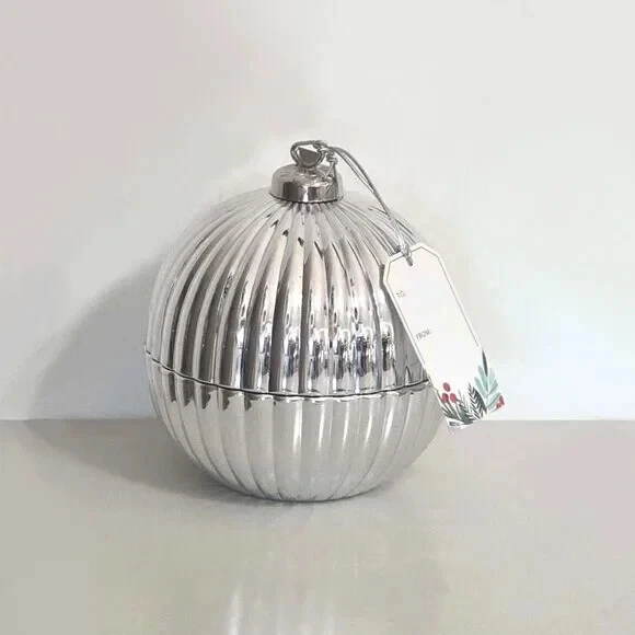 NEW Sand + Fog Frazieir Fir Candle Silver Chrome Glass Ornament Decor 6 oz - Image 1 of 3