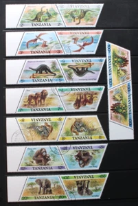 TANZANIA 1987 Prehistoric & Modern Animals Set of 8 PAIRS Fine USED CTO SG550/57 - Picture 1 of 1