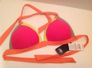 ABS Colorblock Triangle Halter Push Up Bikini Top Only NWT $99 Size 12 - Picture 1 of 6
