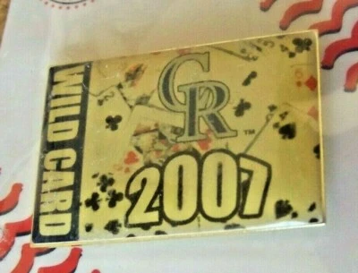 2007 Colorado Rockies NL Wild Card Champs pin variety 3 light yellowing - Image 1 of 4