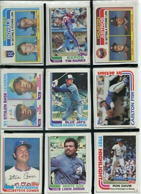*N - Lote de 27 cartas Topps 1982: Raines, Fisk, Ryan, Ainge, Brett, etc. ¡SIN DUPS! Foto 1 de 4