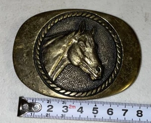vintage USA made HORSE belt buckle SOLID BRASS western BTS cowboy equestrian - Picture 1 of 3