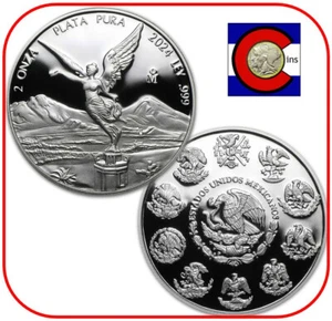 2024 Mexico Proof 2 oz 0.999 Silver Libertad Coin in Mint capsule - Picture 1 of 3