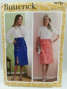 Butterick 6737 Misses' Skirt Uncut Pattern sz 6-14 Knee Length Buttons Slit - Picture 1 of 2