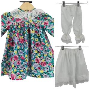 Vintage Handmade Tunic Dress Skirt Petticoat Pettipants Lace Floral Size 18-24? - Picture 1 of 16