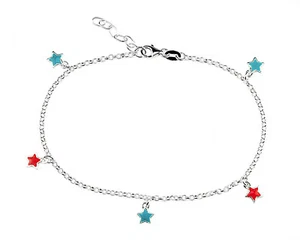 925 Sterling Silver Star Charm Anklet - Ankle Bracelet - Picture 1 of 3