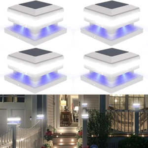 Solar Post Cap Light, 52 LED 160LM Solar Post Lights Outdoor Waterproof 6000K Wh - Picture 1 of 9