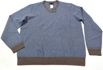 Suéter Jos A Bank RESERVE Para Hombre Grande Azul Marrón Chevron Cuello en V Manga Larga Lana Foto 1 de 4