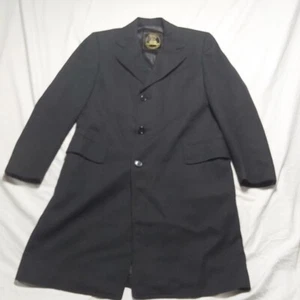 Vintage 100 % Wolle volle Länge großer Mantel Regis Rex schwarz hellbraun Trench  - Bild 1 von 6