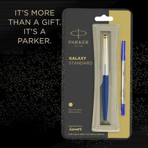 Bolígrafo Parker Galaxy Roller - cuerpo azul, tinta azul, hecho en la India, regalo perfecto - Imagen 1 de 6