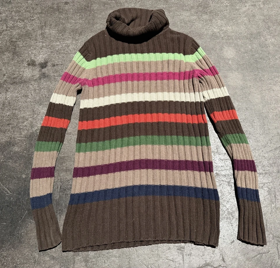 Suéter Acanalado Cuello Alto Inspirado Granola Gap De Colección Y2k Rayas Grande  Foto 1 de 4