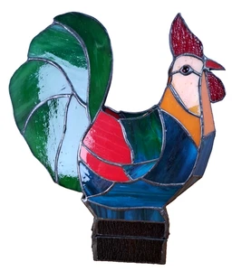 Vintage Buntglas Hahn Kerzenhalter NICHT ELEKTRISCH - Bild 1 von 16