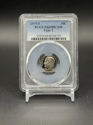 1979 S Proof Type 2 PCGS PR69 DCam Roosevelt Dime 10C US Coin CN-Clad - Image 1 of 2
