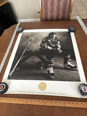 1993 Mario Lemieux Leaf Set Hockey Cards Promo Poster Pittsburgh Penguins 24x28 - Image 1 of 4