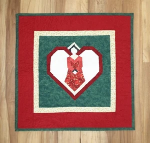 Vintage Christmas Patchwork Quilt Angel Wall Hanging Banner Handmade - Picture 1 of 4