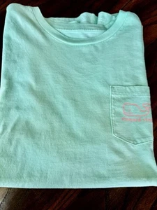 Vineyard Vines Girls Size 12-14 (M) Mint Lt Lime Green Pocket T-Shirt 100%Cotton - Picture 1 of 7