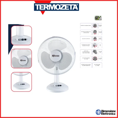 Ventilatore da Tavolo 30cm TERMOZETA Oscillante 3 Velocita' Terra Scrivania Casa - Immagine 1 di 4