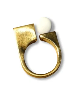 Bague céramique doré ajustable Blanc - Imagen 1 de 2