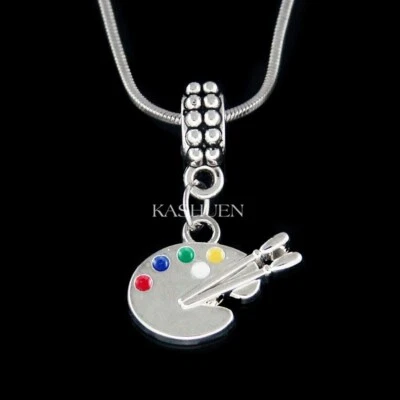 Bracciale Charm Collana Con Paletta Da Pittore Dainty E Pennello - Immagine 1 di 4
