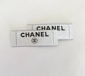 Two (2) Chanel Clothing Label Tag Sewing Replacement White - Picture 1 of 4