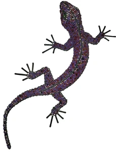 Vintage Beaded Gecko Lizard Wall Hanging on Metal Frame 17 in. - Picture 1 of 7