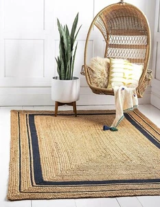 Jute Rug Runner Handmade Reversible 4x7 Ft Natural Rug Rustic Look Style Rug - Picture 1 of 6