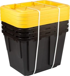 Heavy Duty 4-PCS 12-Gal Storage Box Stackable Container Totes w/Snap-tight Lids - Picture 1 of 7
