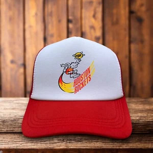 Houston Rockets Mens Trucker Hat Red Snapback 1971 Vintage Logo Basketball Cap - Picture 1 of 5