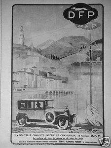 PUBLICITÉ 1923 DFP DORIOT FLANDRIN PARANT LA CONDUITE INTÉRIEURE CHASSIS-BLOC - Picture 1 of 1