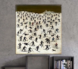 Esquiadores 1926 por Franz Sedlacek Lienzo o póster de colección impresión artística cuadrada - Imagen 1 de 18
