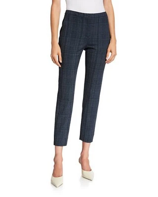 NWT Piazza Sempione Laura Plaid Cropped Trousers, Blue/black, 46IT (US 10), $495 - Image 1 of 4
