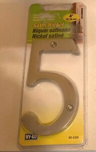 HY- KO Satin Nickle House Numbers  # 5  Flush Mount 4" Rust Resistant NEW