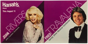 Joan Rivers and Fred Travalena at Harrah's Reno Advertising Postcard Aug 1982 - Picture 1 of 2