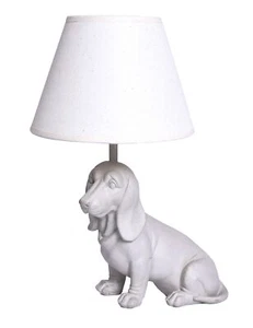 Dog Figurine Table Lamp Dachshund Off-White Nightstand Lamp - Picture 1 of 6