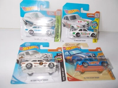 LOTE DE TRABAJO HOTWHEELS ESCORT RS1600 X4 INCL RARA TARJETA CORTA BLANCA Y AZUL Foto 1 de 4