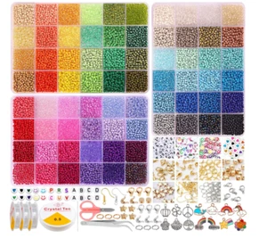 ALinmo 43200pcs 72 Colors 2mm Glass Seed Beads for Bracelet Making Kit, Small B - Picture 1 of 6
