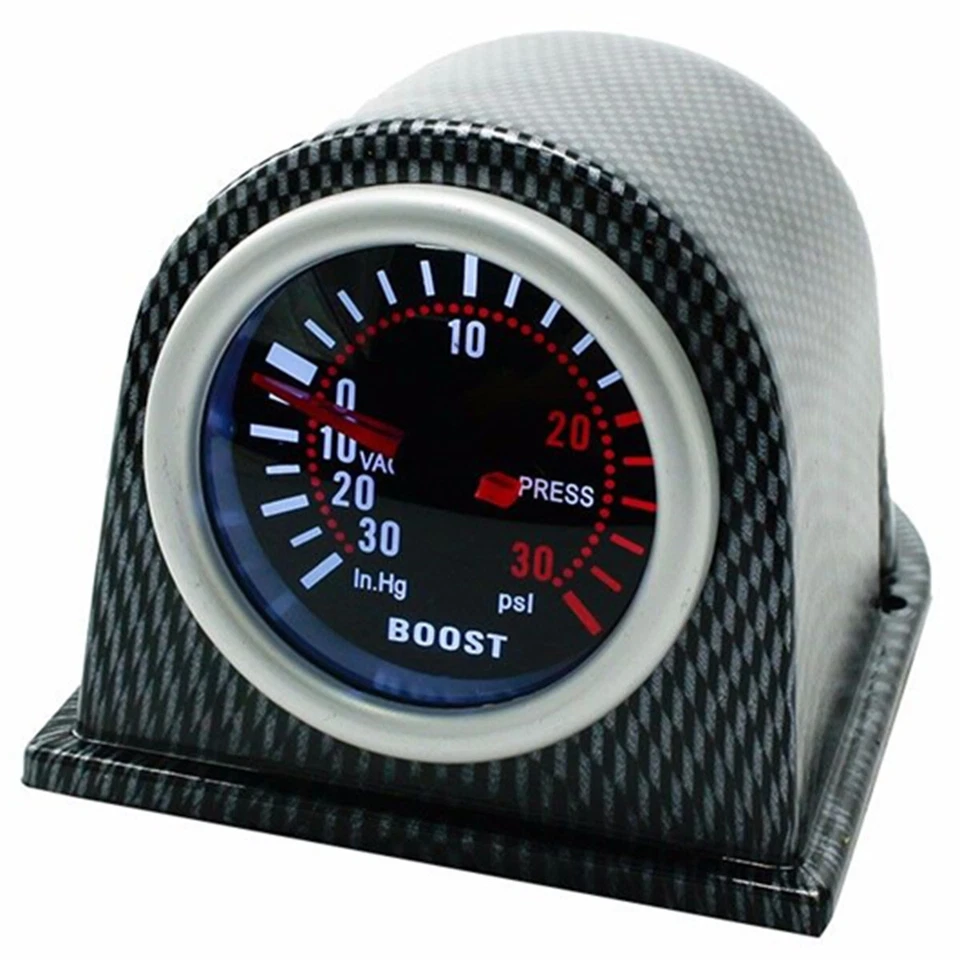 Turbo Boost Gauge Meter 2"/52mm 0-30 PSI Carbon Fiber Look Pod Car Accessories - Image 1 of 4
